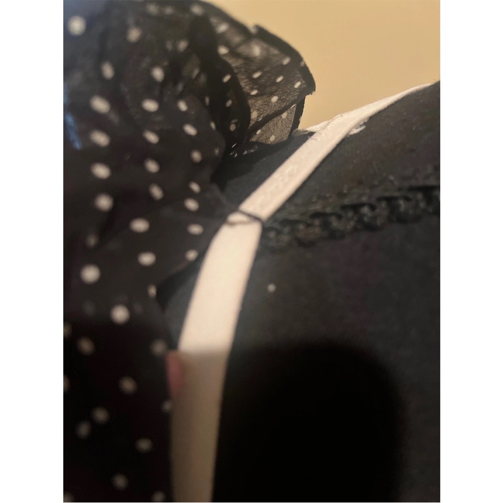 VTG Ralph Lauren Silk Black and White Polka Dot Ruffle Sleeveless Blouse - Picture 6 of 10